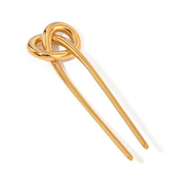 FARONZE Vintage French Gold Hairpin for Women, Small Stainless Chignon Pin, Elegant Hair Pins, Metal Hair Sticks, Gold and Sliver, 3.94in