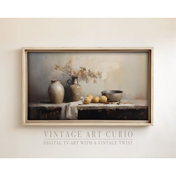 Vintage French Kitchen Still Life Art, Neutral Eclectic Decor Home Decor #3013, 24x36 UNFRAMED