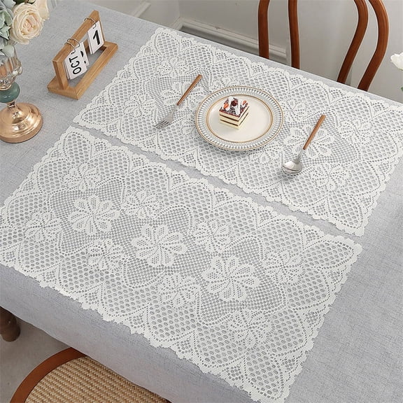 Vintage French Lace Table Runner Coaster Jacquard Lace Placemat European Bedside Table Decoration Posing Props Placemats for Round Table Washable Placemats14.96"29.92"