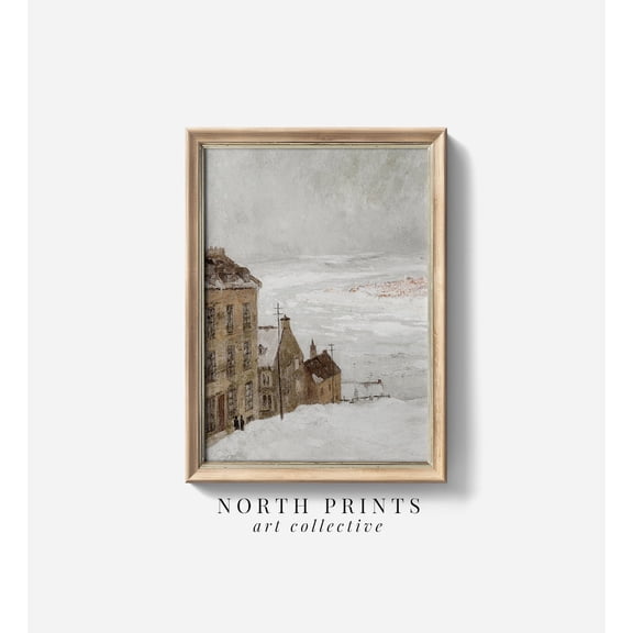Vintage French Quebec Winter Cityscape Poster, Unframed Size 12x18