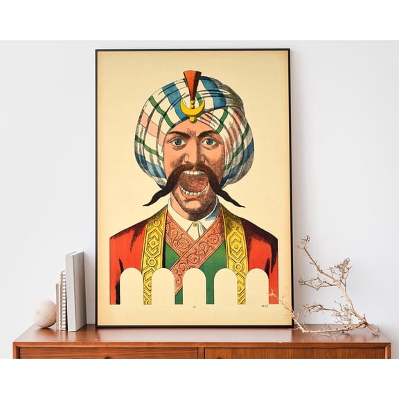 Vintage French Screaming Lithograph Antique Drama Wall Art, Unframed Paper Poster 11x14in