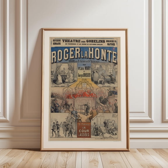 Vintage French Theatre Poster Wall Art Print Roger la Honte Playbill Illustration