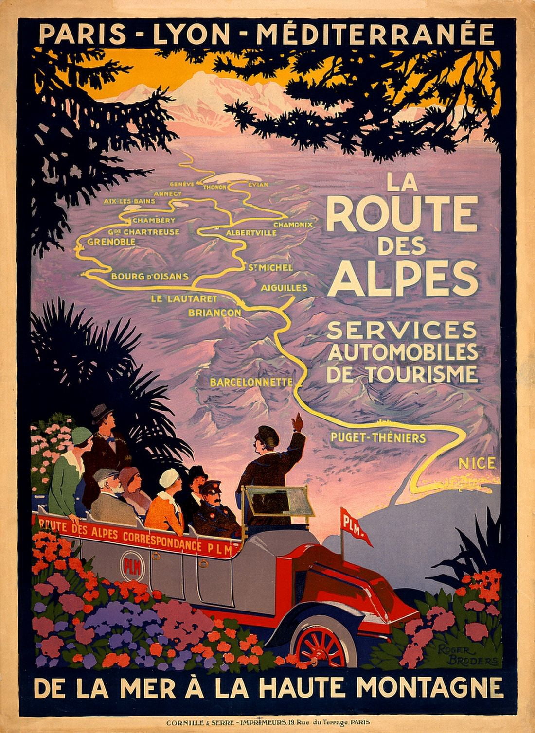 Vintage French Travel Route Des Alpes Canvas Art -  (18 x 24)