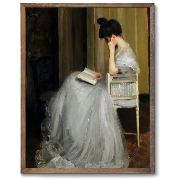 Vintage French Victorian Portrait Decor Famous Artwork Woman Reading Portrait Oil Painting Dark Academia Aesthetic Print 19th Century Antique Poster Retro Gallery Bedroom Decor 8x10 - Unframed
