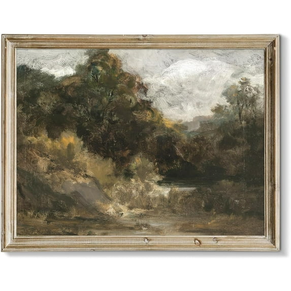 Vintage Home Decor, Moody Landscape Print - Wildflower Painting - Dark Autumn Print, 8" x 10" Unframed Canvas Prints for Bedroom Living Room Bathroom Wall Decor