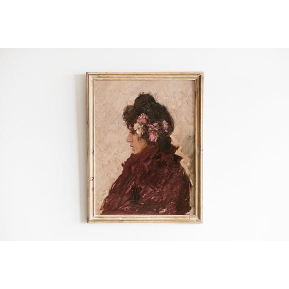 Vintage French Woman Portrait Antique Side Profile Poster Unframed Paper Print