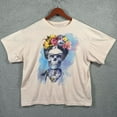 thumbnail image 1 of Vintage Frida Kahls By Jerry Leigh Women Top M Peach Floral Skull Graphic T-Shirt Best Birthday Gifts, 1 of 3