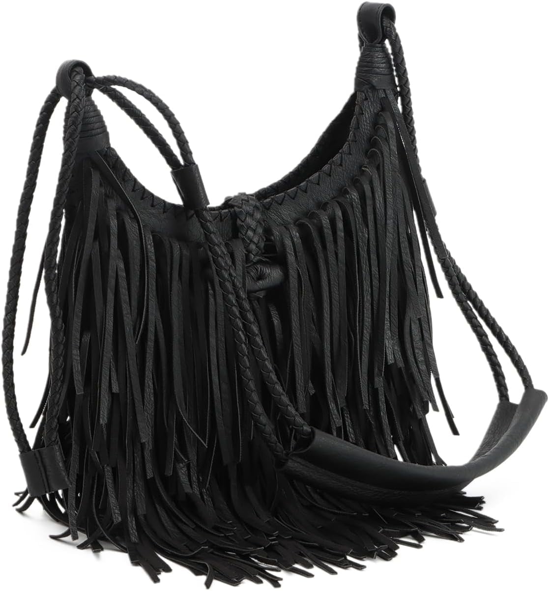 Vintage Fringe Hobo Bag for Women Black Fringe Purse Fringe Satchel Tassel Bag Fringe Shoulder Bag