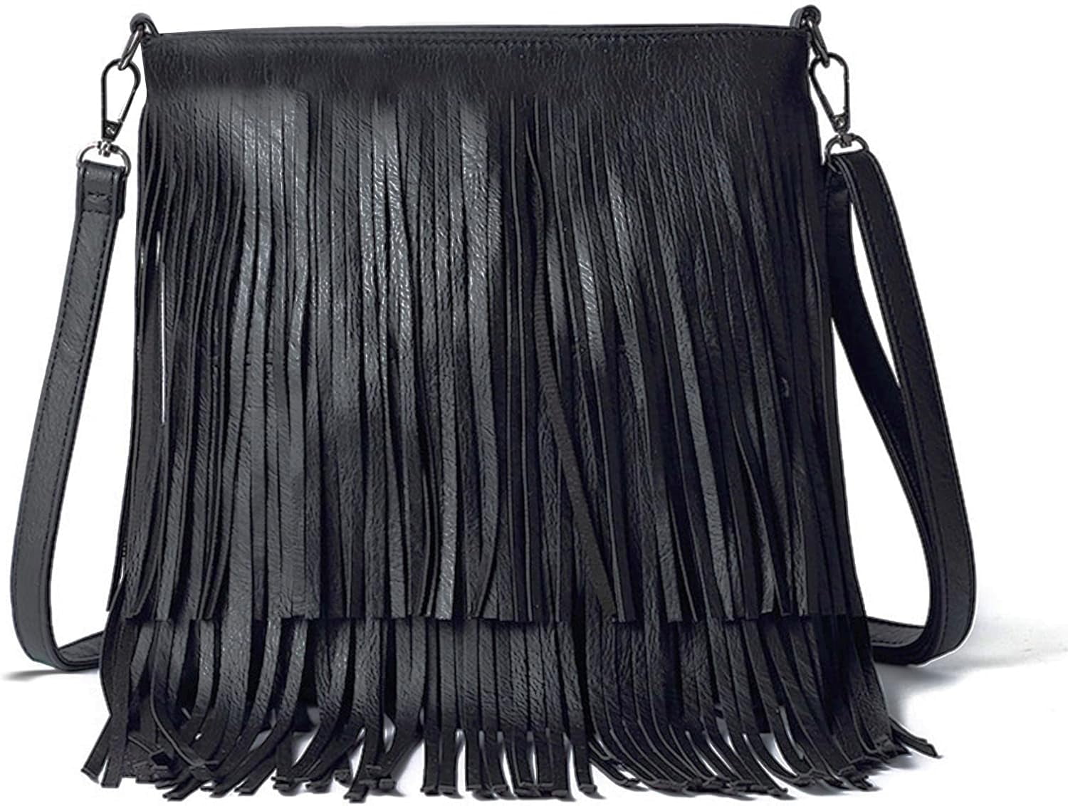 Vintage Fringe Purse Fringe Hobo Bags for Women Vegan Leather Tassel Hippie Crossbody Bag