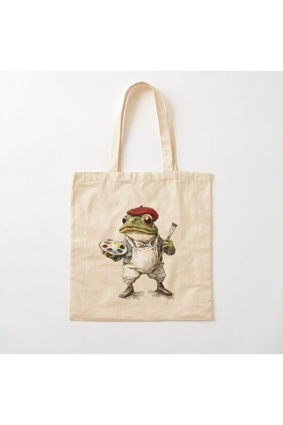 Vintage Frog Artist Cotton Tote Bag Canvas Tote Bag, Family Gift For Mother, Her