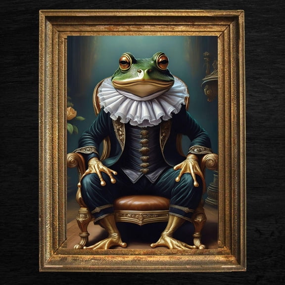 Vintage Frog King Victorian Portrait Animal Wall Decor Unframed Paper Print