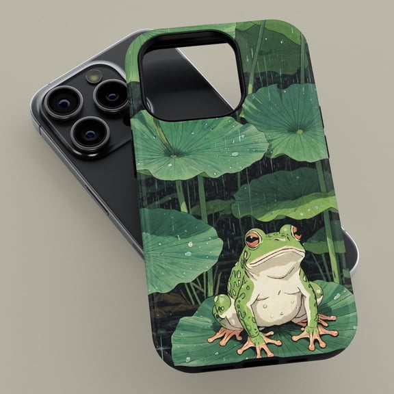 Vintage Frog Rainy Pond Case for iPhone Samsung Cottagecore Toad