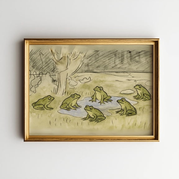 Vintage Frog Whimsical Nursery Unframed Paper Print