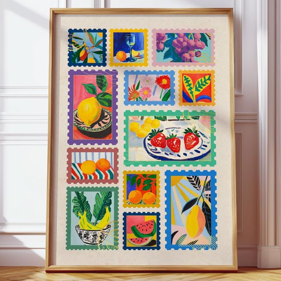 Vintage Fruit Chart Poster Tropical Fruits Learning Art, Unframed Paper Poster 8x10in