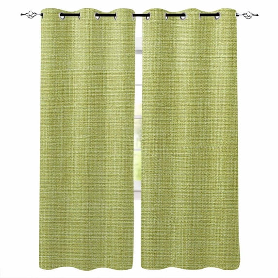 Vintage Fruit Green Blackout Curtains for Bedroom Living Room Darkening Curtains 54 Inch Long Farmhouse Retro Solid Color Linen Texture Short Curtain for Small Window Treatment Drapes 42"x54"x2