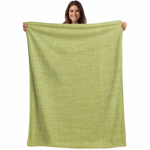 Vintage Fruit Green Blanket Soft Cozy Warm Throw Blanket for Couch, Plush Fuzzy Flannel Fleece Blankets for Sofa, Farmhouse Retro Solid Color Linen Texture Bed Blankets Gifts for Men, 30"x40"