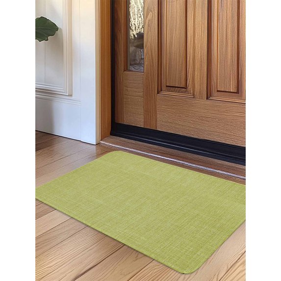 Vintage Fruit Green Door Mat Indoor Outdoor Entrance,Non Slip Small Rug for Kitchen Bathroom Entryway Rug,Farmhouse Retro Solid Color Linen Texture Washable Doormat Floor Mat 18x30 Inch