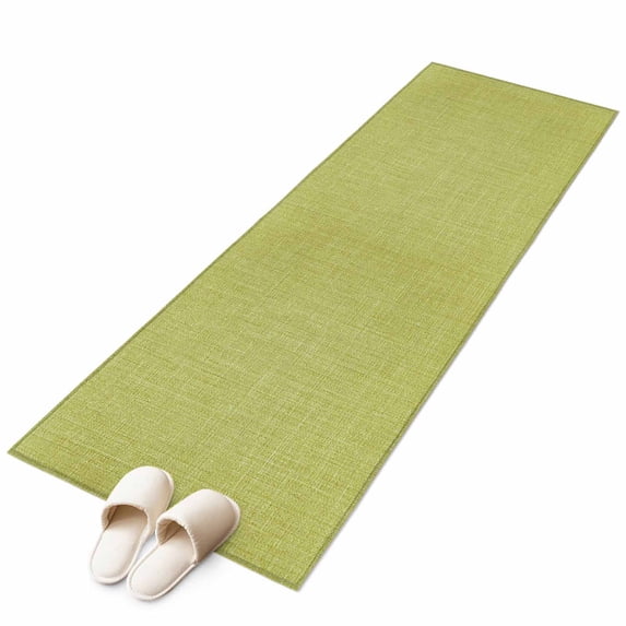 Vintage Fruit Green Large Area Rugs for Bedroom Living Room, Soft Non Slip Carpet Bedside Rug, Farmhouse Retro Solid Color Linen Texture Rectangular Floor Cover Kitchen Accent Rug 2'x6' for Office
