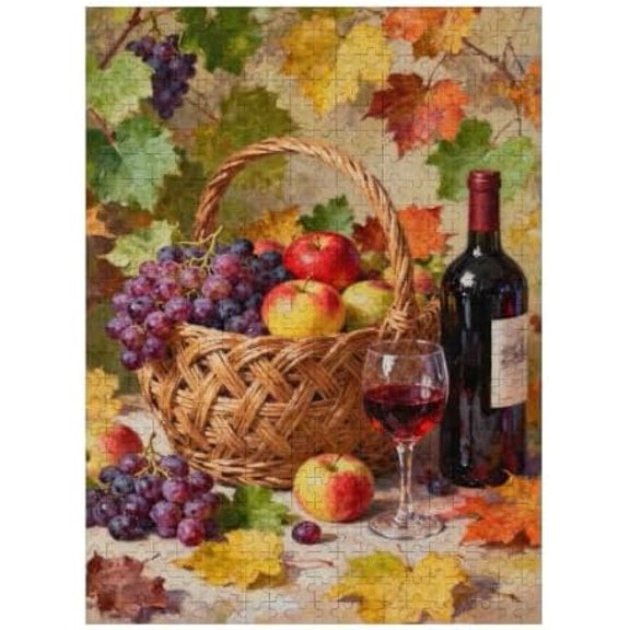 Vintage Fruit Puzzles for Adults 500 Pieces, Challenging Wine Glasses Jigsaw Puzzles, Retro Tropical Fruits As Home Kitchen Wall Art, Finished Size is 20.5x15 in