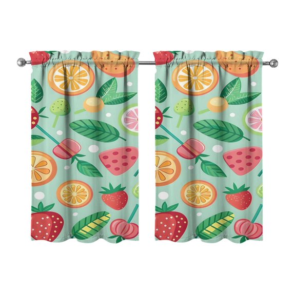 Vintage Fruit Tier Kitchen Curtains for Bathroom Living Rod Pocket Window Drapes 28"x39" 2 Panels Window Treatment Tiers