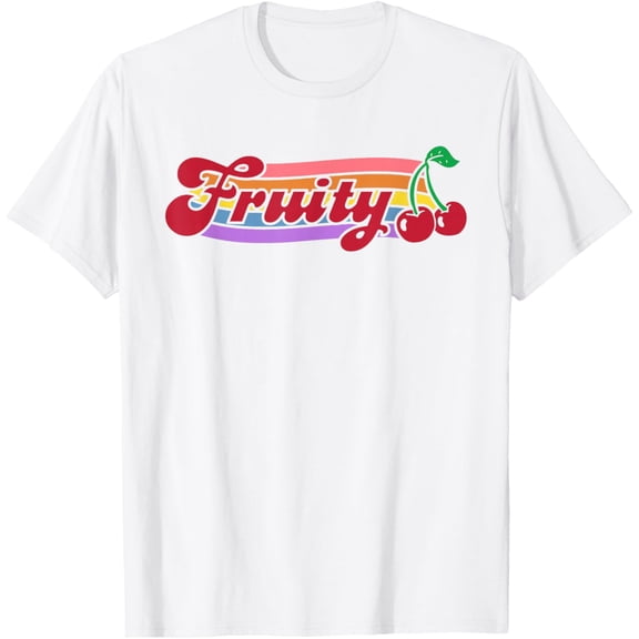 Vintage Fruity Cherry Nonbinary Lesbian Subtle Pride Sapphic T-Shirt Tops Tee