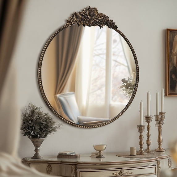 Vintage Full Mirror 22"X65", Victorian Antique Baroque Mirror with Brush Gold Ornate Metal Frame for Fireplace Entryway Living Room Hallway Bathroom