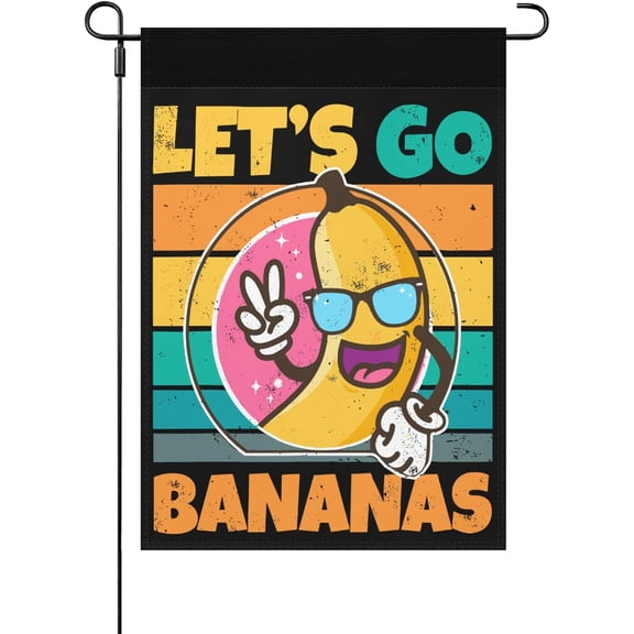 Vintage Funny Banana Meme Garden Flag, Let Go Banana Peace Design, Outdoor Yard Banner