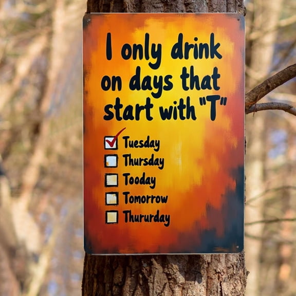 Vintage Funny Bar Signs For Home Bar Vintage Metal Bar Tin Sign Bar Decor Bar Art Wall Decor Garage Decor For Men I Only Drink On Days That Start With T Home Bar Gifts Bar Accessories Signs 8X12 In