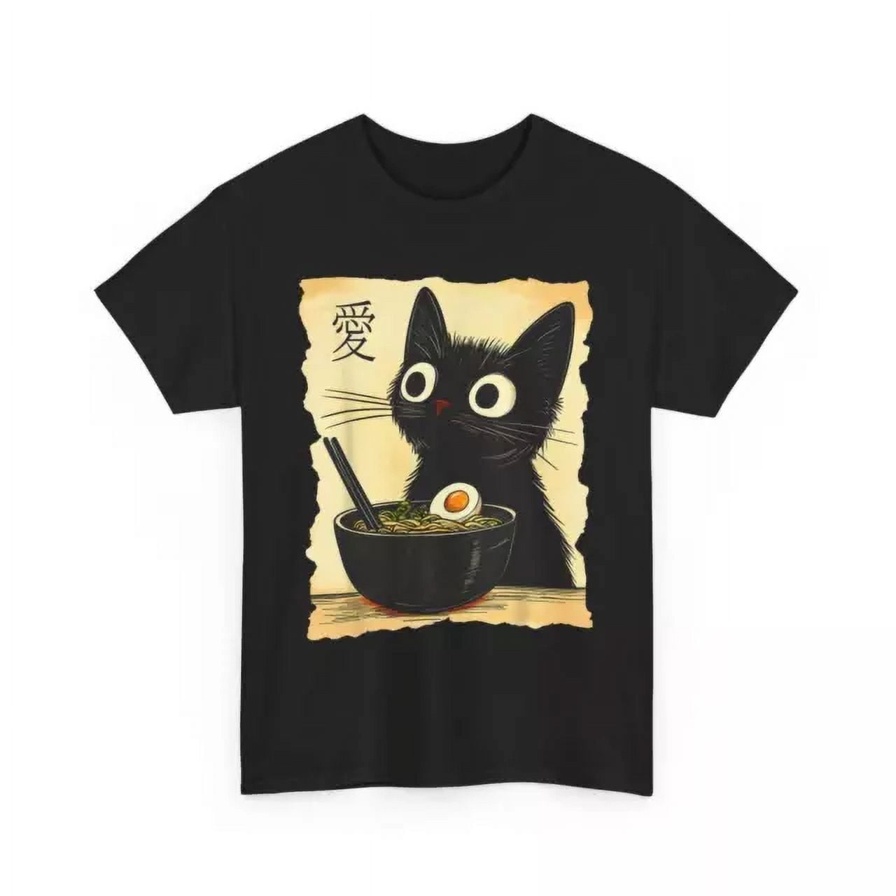 Vintage Funny Cat Ramen Graphic Tee Japanese Kawaii Anime Cat T ...