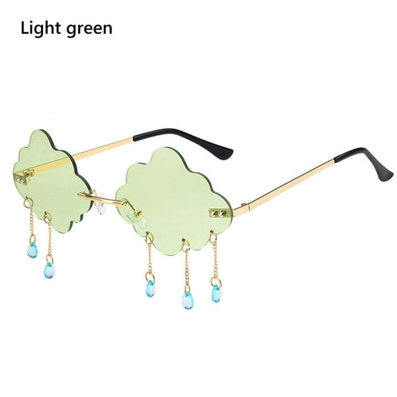 Vintage Funny Cloud Shaped UV400 Shades Clouds Tassel Sunglasses Disco Glasses Steampunk Sunglasses Rimless Sunglasses LIGHT GREEN