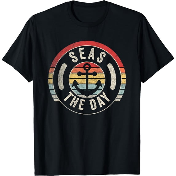 Vintage Funny Cruise Shirt Seas Day Teal Nautical Anchor T-Shirt mens t shirt，black，women，funny，misfits，men，journey，t-shirt