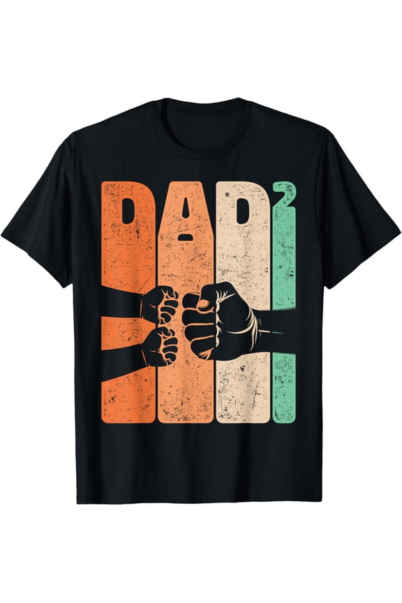 Vintage Funny Fist Bump Dad Squared Retro Father of Two T-Shirt S-5XL - Trending Birrthday Tee Gifts Vintage Tee -Birthday Gifts