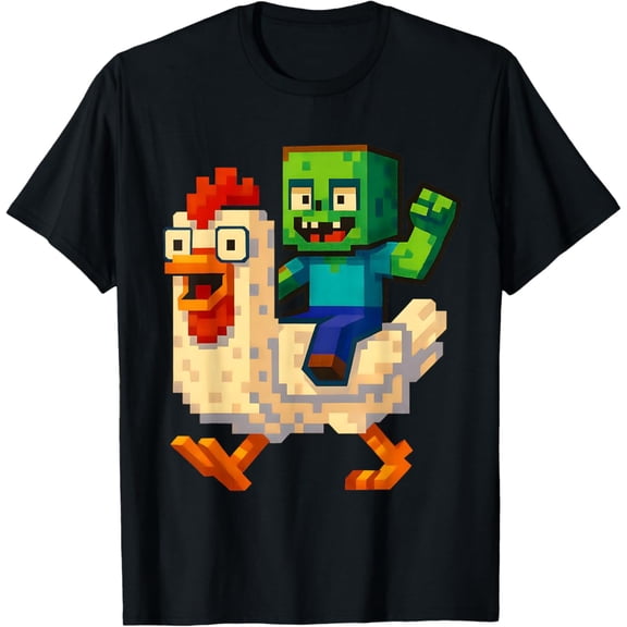 Vintage Funny Jock Chicken Zombie Pixel Art Gamer Tees T-Shirt Best Birthday Gifts