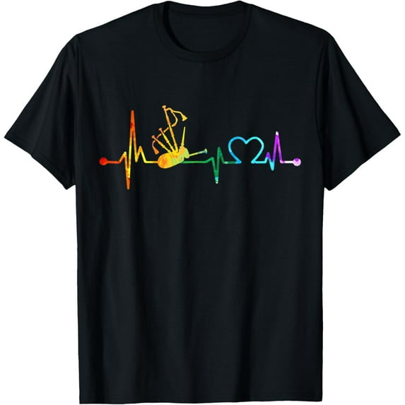 Vintage Funny Scottish Bagpipe Heartbeat Kilt Scotland T-Shirt