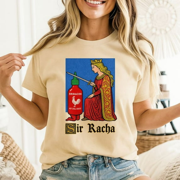 Vintage Funny Sriracha Hot Chili Sauce Gift Funny Art T-Shirt Men's And Women's Graphic Tee 100% Cotton by TBun, Full Sizes S-5XL