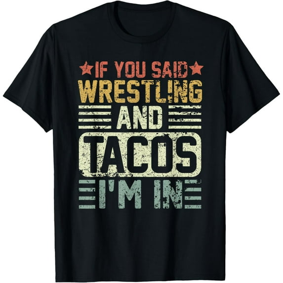 Vintage Funny Wrestling And Tacos Novelty Sports T-Shirt