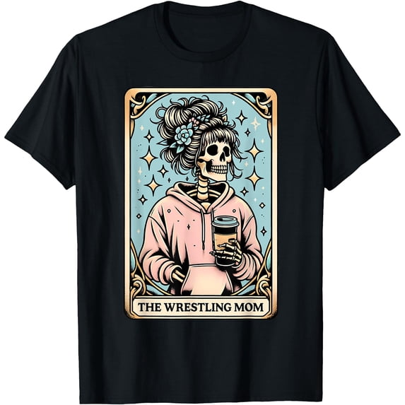Vintage Funny Wrestling Mom Skeleton Graphic T-Shirt Coffee Lover Gift