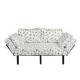 thumbnail image 1 of Vintage Futon Couch, 80's Fashion Style Retro Geometrical Doodle Funky Lines Circles Triangles, Daybed with Metal Frame Upholstered Sofa for Living Dorm, Loveseat, Multicolor, by Ambesonne, 1 of 4