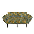 thumbnail image 1 of Vintage Futon Couch, Art Nouveau Inspired Tender Entangled Leaves and Flowers, Daybed with Metal Frame Upholstered Sofa for Living Dorm, Loveseat, Earth Yellow Fern Green, by Ambesonne, 1 of 4