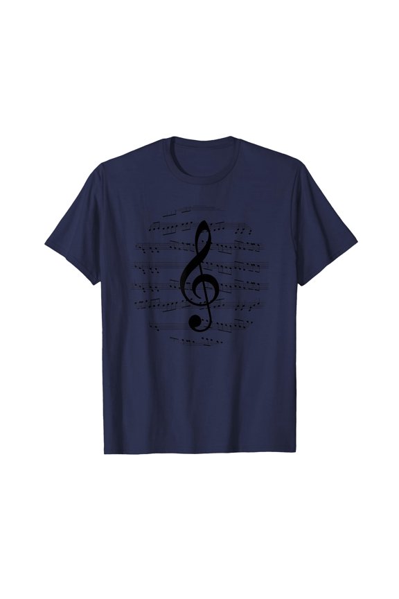 Vintage G-Clef Symbol Music Sheet Notes T-Shirt for Musicians and Music Lovers