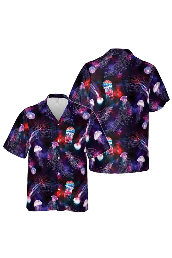 Vintage Galaxy Ocean Jellyfish Hawaiian Shirt S-5XL