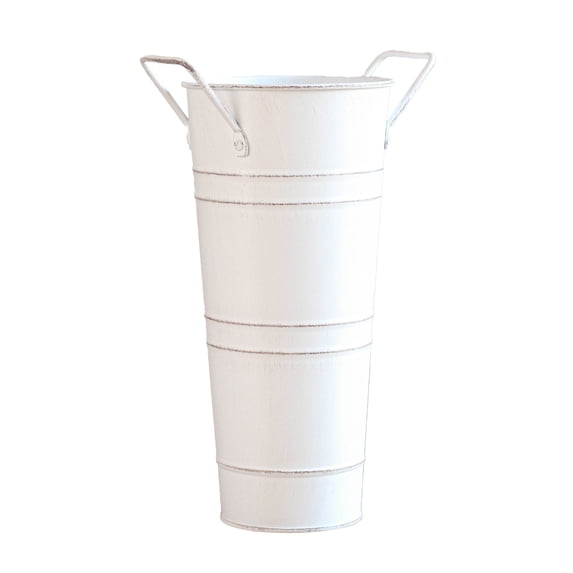 Vintage Galvanised Iron Bucket for Flower Arrangements and Home Decoration - Waterproof, Sturdy Metal Vase for Indoor and Outdoor Use, Perfect for Storage and Decorative Accent,White