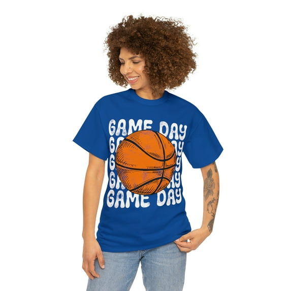 Vintage Game Day Basketball T-Shirt Retro Women's Unisex Graphic Tee Royal Blue 5XL