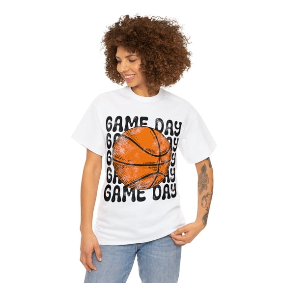 Vintage Game Day Basketball T-Shirt Retro Women's Unisex Graphic Tee White 2XL