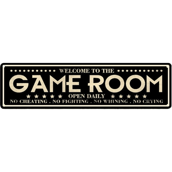Vintage Game Room Metal Tin Sign Street Signs Man Cave Game Room Decor Basement Wall Signs Gameroom Decorations Ideas Games Retro Gamer Wall Art Gaming Retro Gift Accessories 6x16 Inches