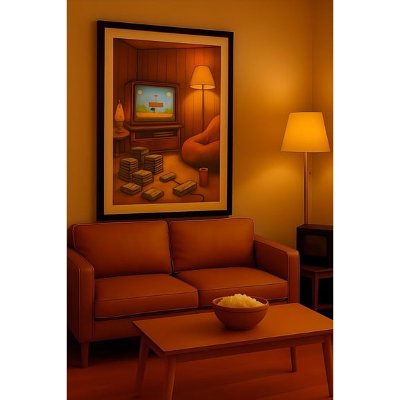 Vintage Gamer Room Print, 90S Retro Gaming Art Home Decor #1244, Unframed Poster Size 24x36