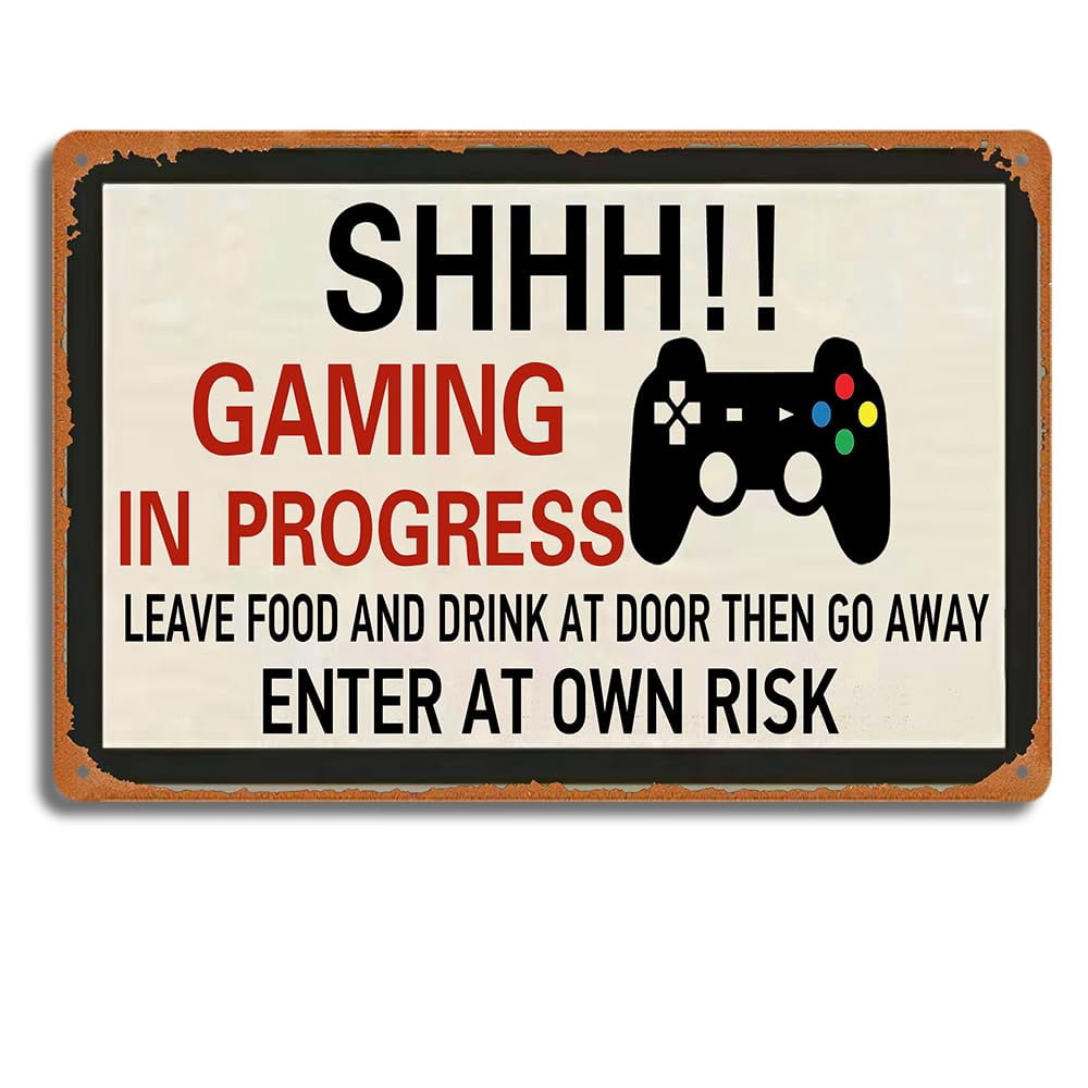 Vintage Gaming Do Not Disturb Metal Tin Sign, Gamer Room Decorative ...
