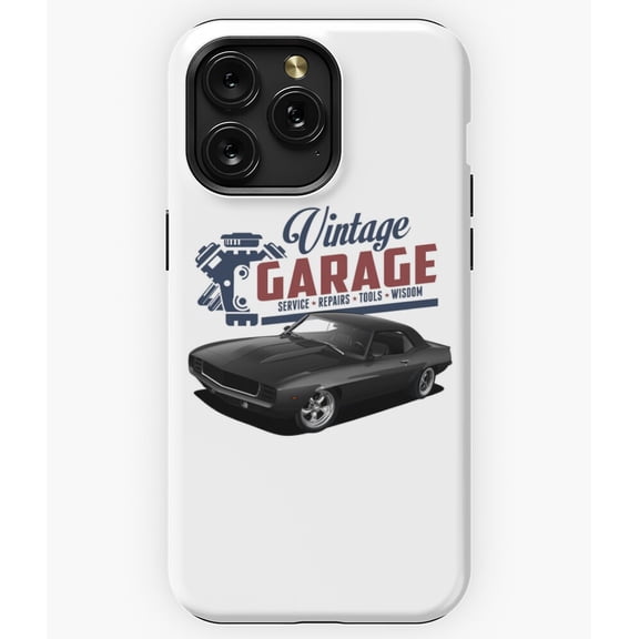 Vintage Garage Black Camaro Car Art G6634 Phone Case for iPhone17 16 15 14 13 12 11 Pro Max