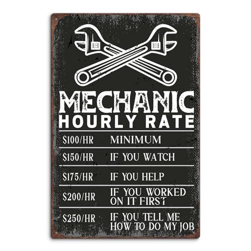 Vintage Garage Shop Rates Mechanic Shop Sign Mechanic Hourly Rate Metal