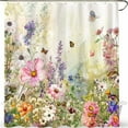 Vintage Garden Delight Shower Curtain Set Watercolor Flowers